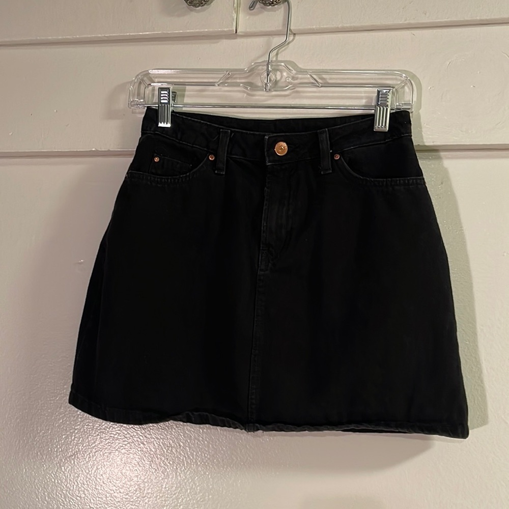 Black denim skirt